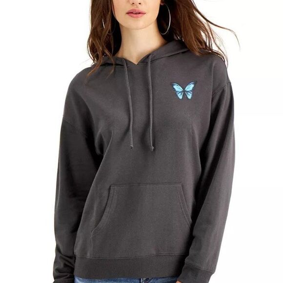 Rebellious One Juniors' Long-Sleeve Thankful Back Graphic Hooded Sweatshirt - Picture 1 of 2